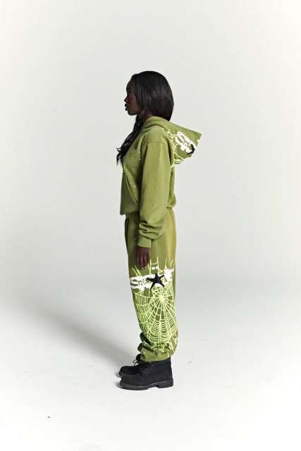 1:1 quality version Hood Spiderweb Print Washed Version Hoodie & Pants Set 2 colors