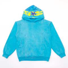 1:1 quality version Hood Spiderweb Print Washed Version Hoodie & Pants Set 2 colors