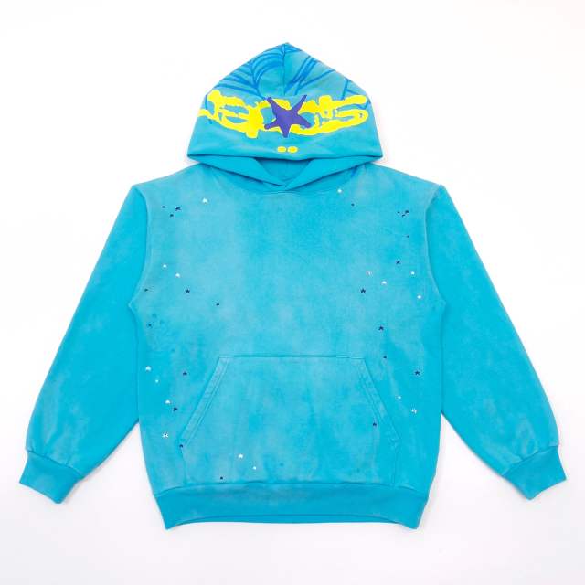 1:1 quality version Hood Spiderweb Print Washed Version Hoodie & Pants Set 2 colors