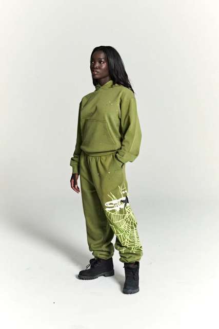 1:1 quality version Hood Spiderweb Print Washed Version Hoodie & Pants Set 2 colors