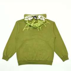 1:1 quality version Hood Spiderweb Print Washed Version Hoodie & Pants Set 2 colors