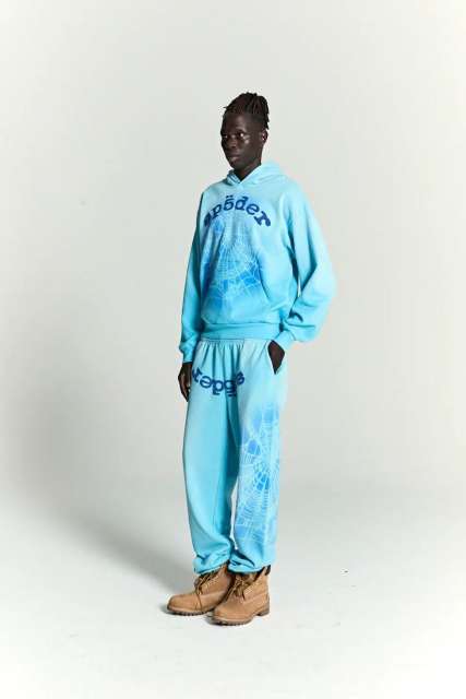 1:1 quality version Shadow Spiderweb Print Hoodie & Pants Set