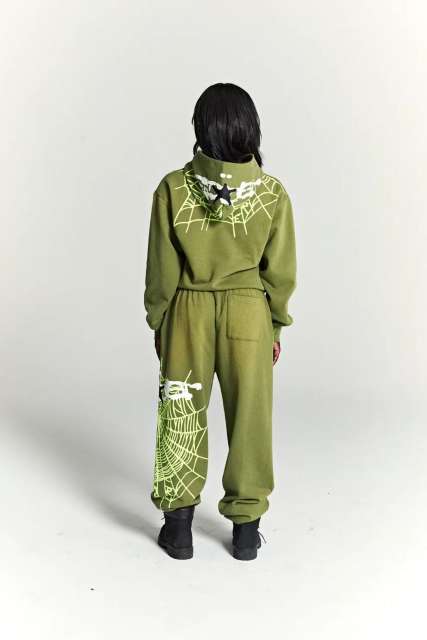 1:1 quality version Hood Spiderweb Print Washed Version Hoodie & Pants Set 2 colors