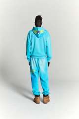 1:1 quality version Hood Spiderweb Print Washed Version Hoodie & Pants Set 2 colors