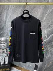 Chr0me Hearts Long-Sleeve Multi-Crosses Black White T-Shirt