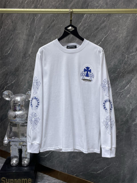 Chr0me Hearts Blue Crosses Long-Sleeve Blue T-Shirt