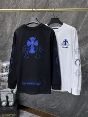 Chr0me Hearts Blue Crosses Long-Sleeve Blue T-Shirt