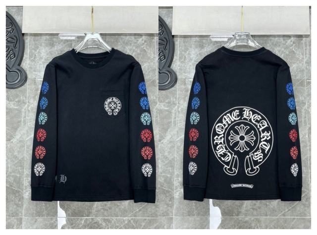 Chr0me Hearts Blue Crosses Long-Sleeve Blue T-Shirt
