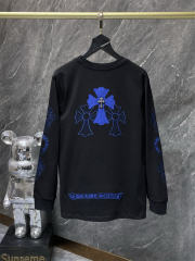 Chr0me Hearts Blue Crosses Long-Sleeve Blue T-Shirt
