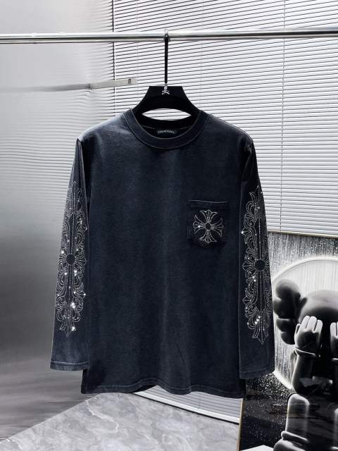 2023 Chr0me Hearts Long Sleeve T-Shirt with Classic Cross and Horseshoe Reps Black