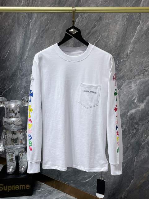Chr0me Hearts Long-Sleeve Multi-Crosses Black White T-Shirt