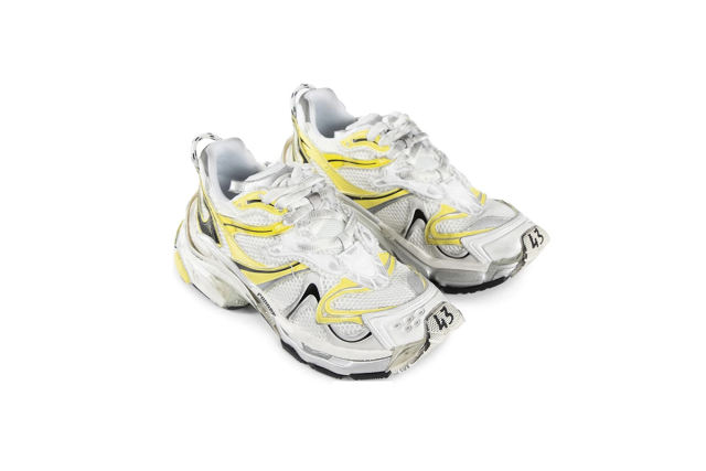 1:1 quality version B Runner 2.0 Sneaker in White, Yellow and Black Mesh and Polyurethane 779066W3RXP9710