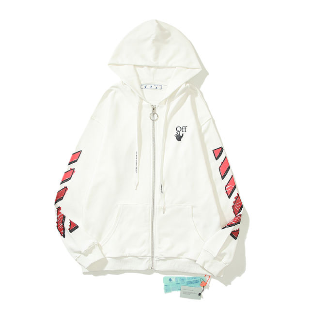 28_6018 Off White Hoodie With Ziper