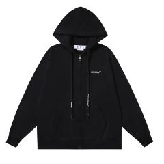96_141 Off White Hoodie With Ziper