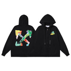103_145 Off White Hoodie With Ziper