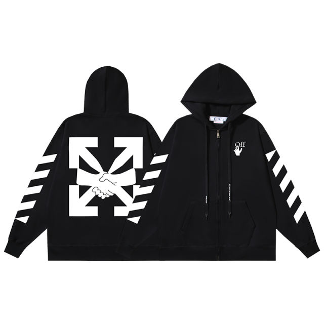 97_142 Off White Hoodie With Ziper