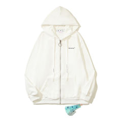 88_6020 Off White Hoodie With Ziper