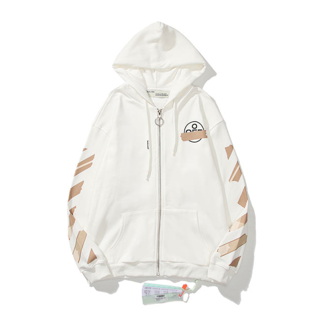 11_6016 Off White Hoodie With Ziper
