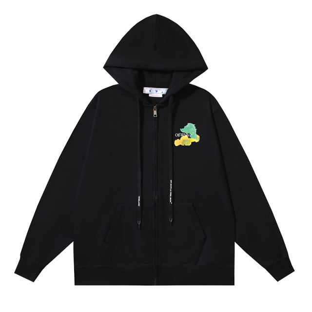 103_145 Off White Hoodie With Ziper