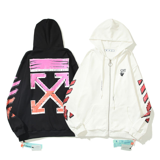 28_6018 Off White Hoodie With Ziper