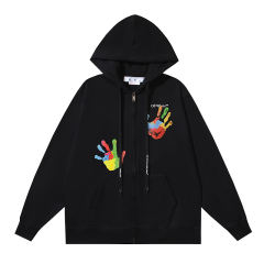 106_146 Off White Hoodie With Ziper