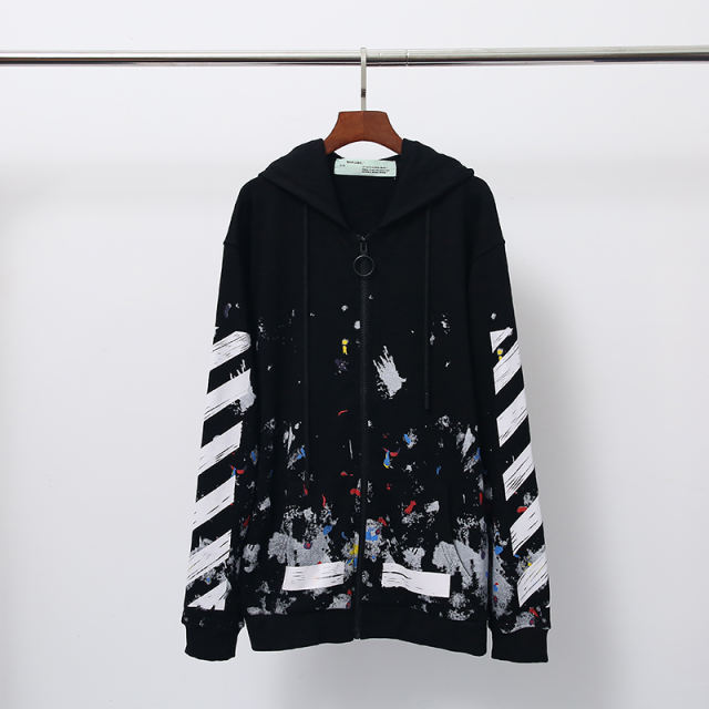 2_6005 Off White Hoodie With Ziper