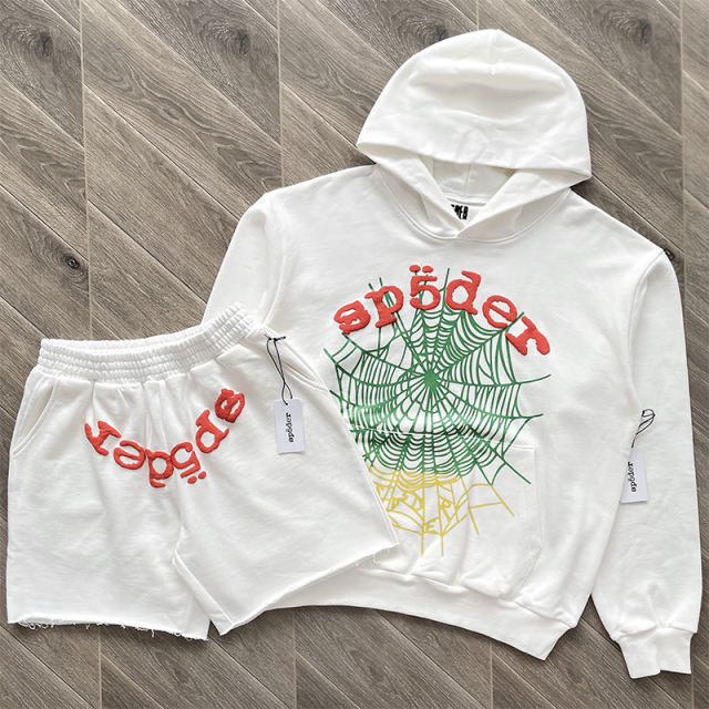 1:1 quality  Coral Red Monogrammed Hoodie & Shorts Set