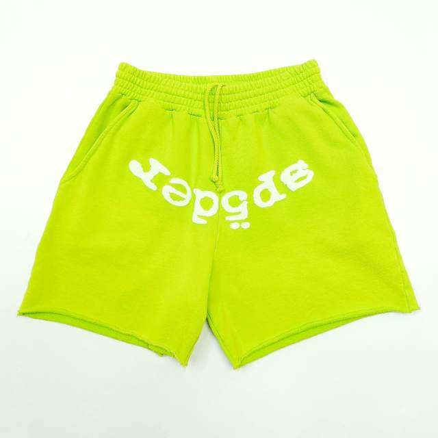 1:1 quality version  Gradient Spiderweb Print Bright Green Hoodie & Shorts Set