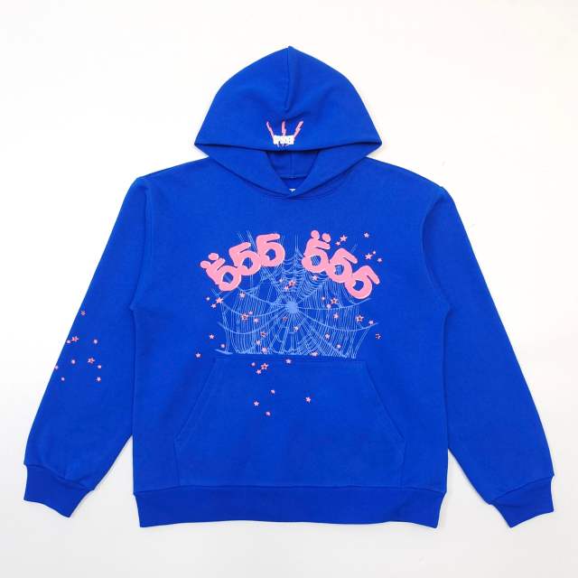 1:1 Quality  555 Web Blue Hoodie & Pants Set