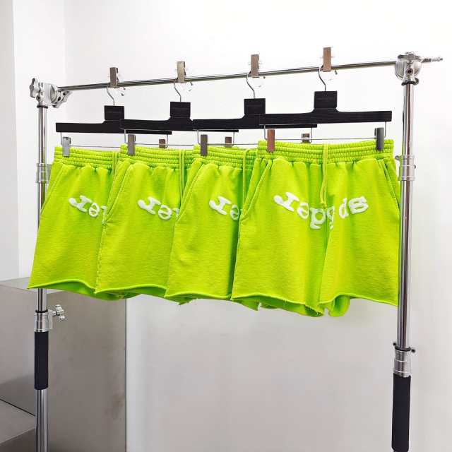 1:1 quality version  Gradient Spiderweb Print Bright Green Hoodie & Shorts Set