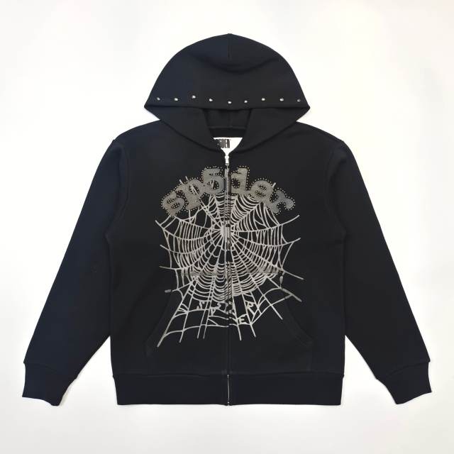 1:1 Quality  Studded Logo Black Print hoodie