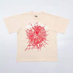1:1 Quality  White and Red Web Beige Tee