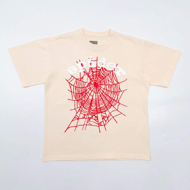 1:1 Quality  White and Red Web Beige Tee