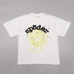 1:1 quality version  Black Lettering Yellow Mesh Printed Tee