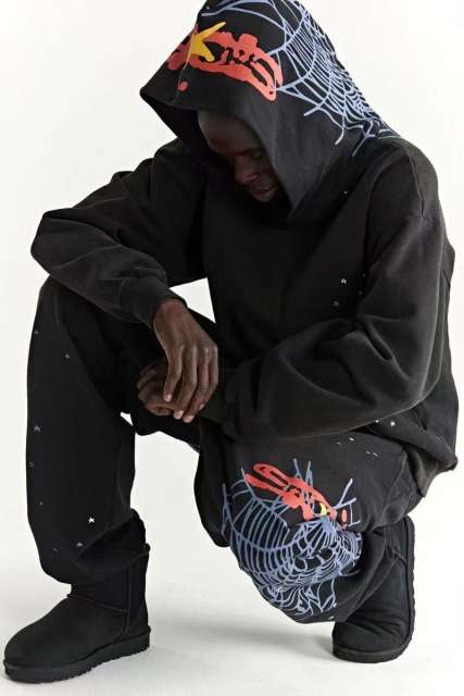 1:1 Top Quality  Web 555555 Hoodie Pants Black