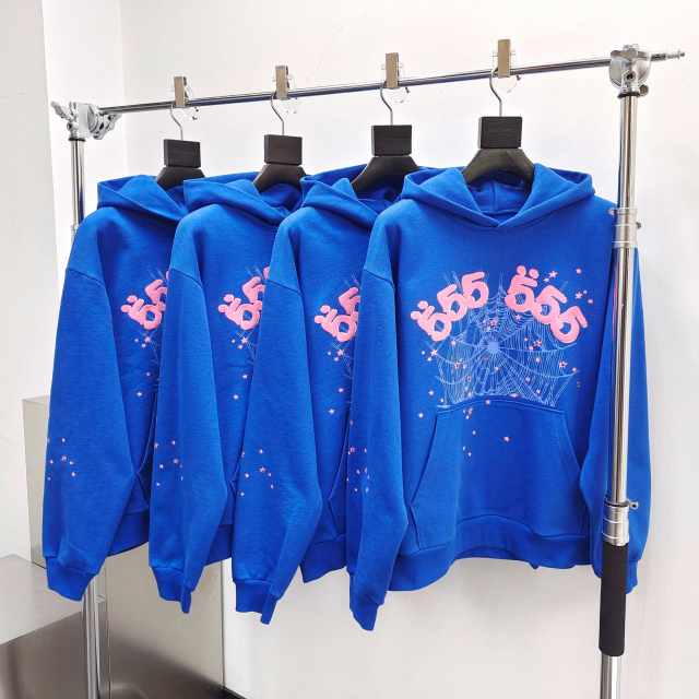 1:1 Quality  555 Web Blue Hoodie & Pants Set