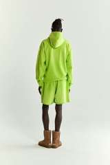 1:1 quality version  Gradient Spiderweb Print Bright Green Hoodie & Shorts Set
