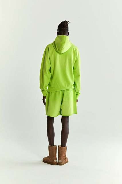 1:1 quality version  Gradient Spiderweb Print Bright Green Hoodie & Shorts Set