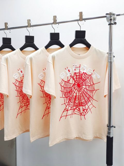 1:1 Quality  White and Red Web Beige Tee