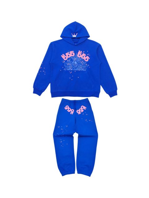 1:1 Quality  555 Web Blue Hoodie & Pants Set