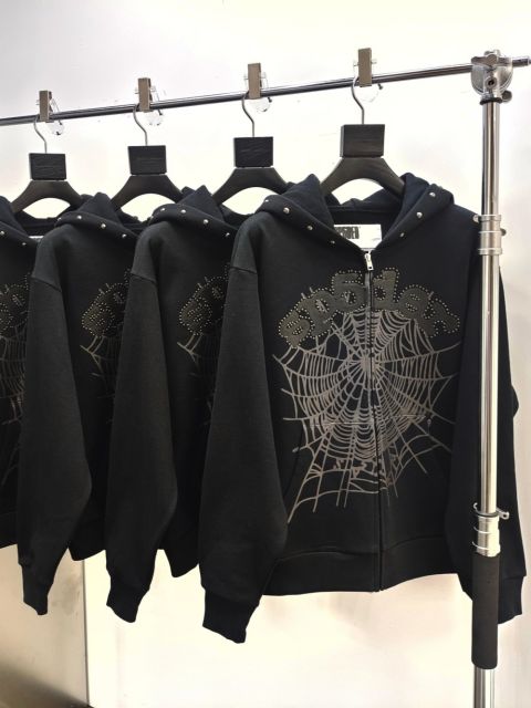 1:1 Quality  Studded Logo Black Print hoodie