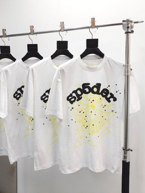 1:1 quality version  Black Lettering Yellow Mesh Printed Tee