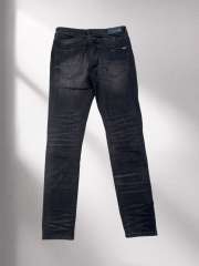 1:1 quality version Purple Black Leather Patchwork Jeans