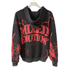 Mixed Emotion Red skull mottled letter printed Hoodie