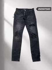 1:1 quality version Amir* Leather patch washed distressed jeans