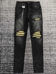 Amir* Yellow Bandana Patch Black Jeans