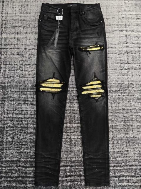 Amir* Yellow Bandana Patch Black Jeans