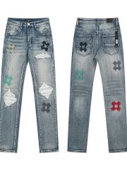 Black White LOGO  Letter Embroidered Jeans