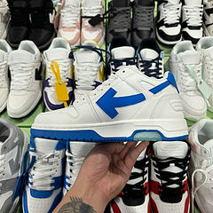Off-White Out Of Office Low-Top Leather OW Sneakers Shoes White Blue(Size 7-11)