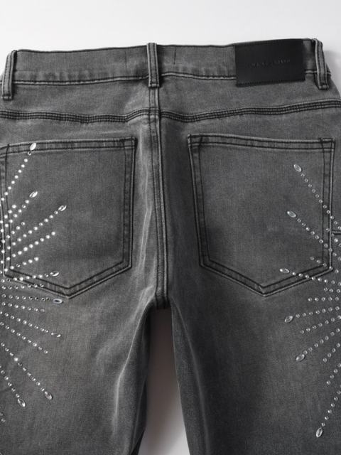 1:1 Quality Version Purple Radial Rhinestone Black Jeans